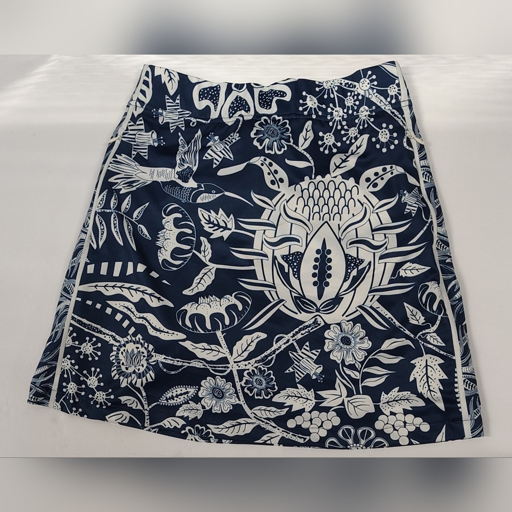 Gretchen Scott Navy & White Hummingbird Activewear Skort Sz XS